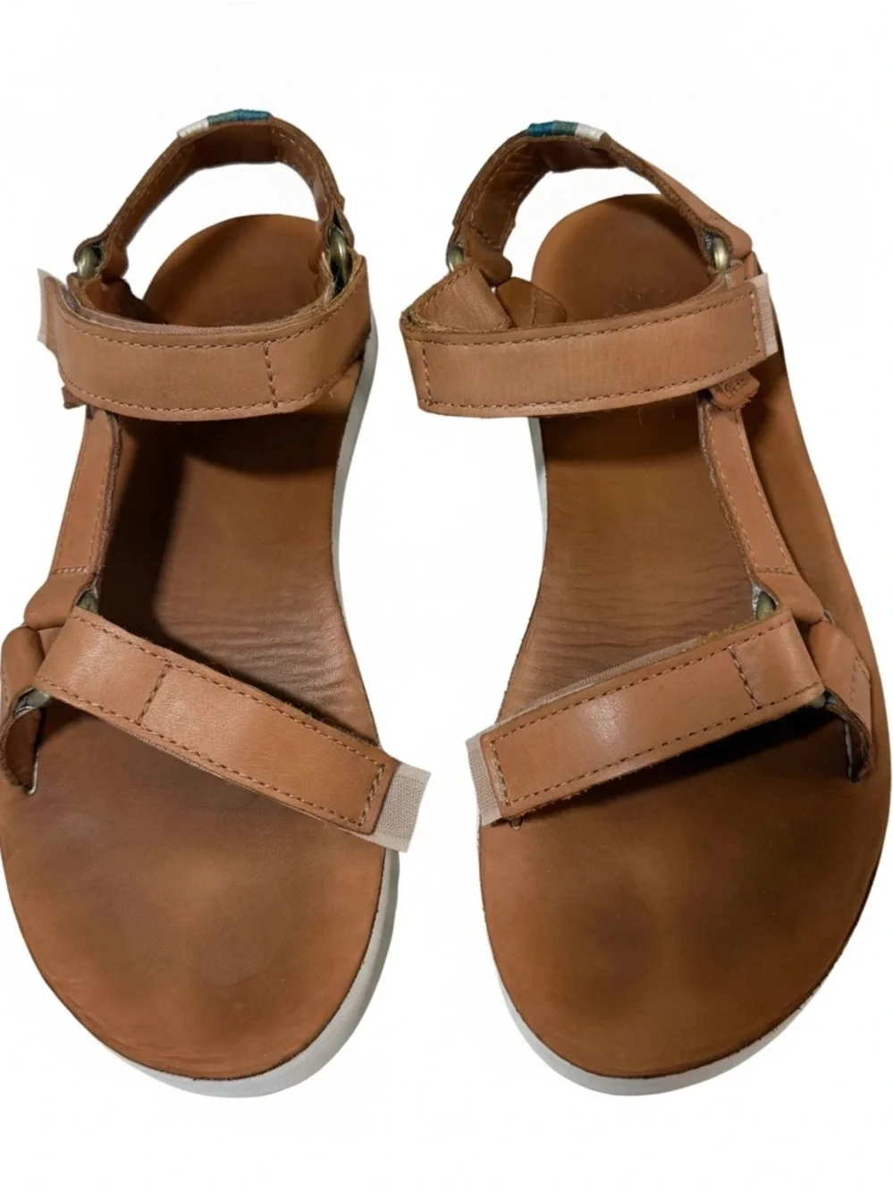 Teva Women’s Platform Sandals with White Soles in Tan, Size 8